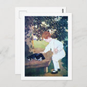 眠る猫と子供、ジェシー・ウィルコックス・スミス ポストカード (正面/裏面)