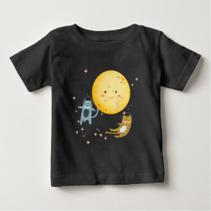 眠る猫と月 ベビーTシャツ