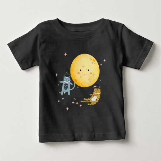 眠る猫と月 ベビーTシャツ (正面)