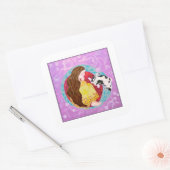 眠る猫と眠る女性。 スクエアシール (封筒)