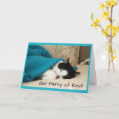 眠る猫の良いカード カード (黄色い花)