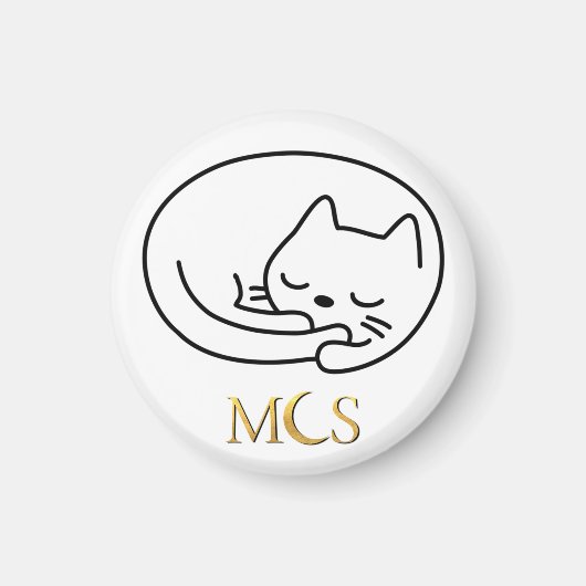 眠る猫フェリックスカリプソのハート磁石 マグネット (正面)