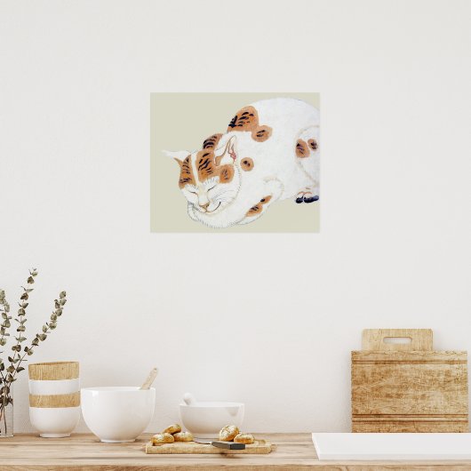 眠る猫日本のアートポスタープリント ポスター (キッチン)