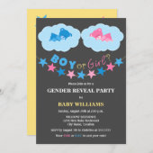 眠る男の子テディベアージェンダーの明かすパーティー 招待状 (正面/裏面)