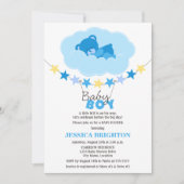 眠る男の子テディベア雲の赤ちゃんシャワー 招待状 (正面)