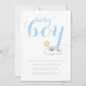 眠る男の赤ちゃんシャワエレガントーブルータイポグラフィ 招待状 (正面)