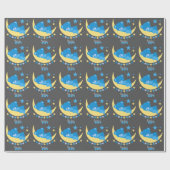 眠る男の赤ちゃんテディベアオンムーンパターン ラッピングペーパー (フラット)