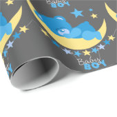 眠る男の赤ちゃんテディベアオンムーンパターン ラッピングペーパー (ロールコーナー)