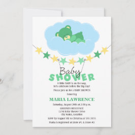 眠る男女兼用テディベア赤ちゃんシャワー 招待状