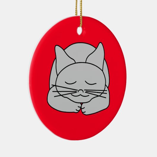 眠る白猫 セラミックオーナメント (右)