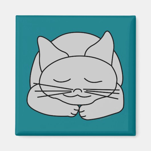 眠る白猫 マグネット (正面)
