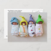 眠る粘土ベビー:ポリマー粘土彫刻 ポストカード (正面/裏面)