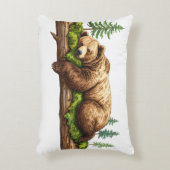 眠る素朴クマのウッドランドキャビン アクセントクッション (正面(垂直))