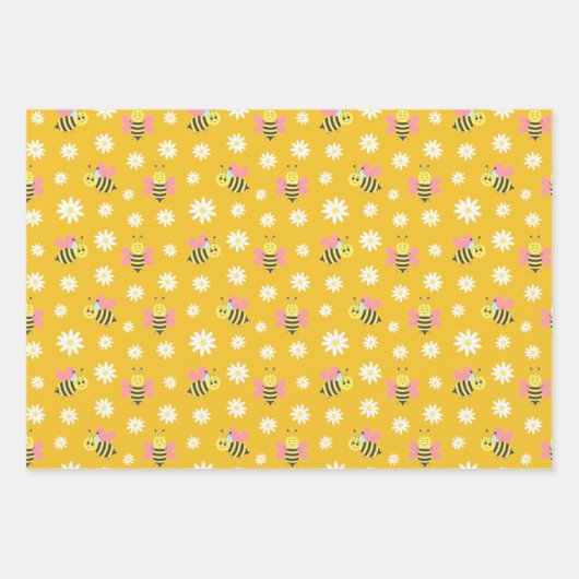 眠る蜂の漫画のパターン ラッピングペーパーシート (正面)