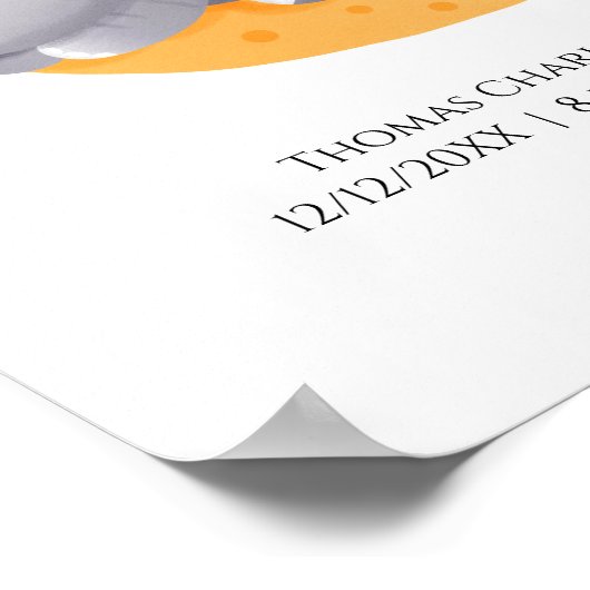 眠る象の月のパーソナライズされた誕生状態 ポスター (角)