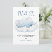 眠る象の赤ちゃんシャワー、男の子のシャワー サンキューカード (スタンド正面)