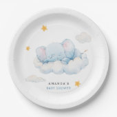 眠る象の赤ちゃんシャワー、男の子のシャワー ペーパープレート (正面)
