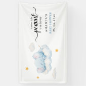 眠る象の赤ちゃんシャワー、男の子のシャワー 横断幕 (縦)