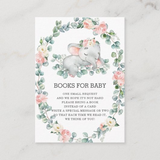 眠る象フローラ緑の本ベビーE エンクロージャーカード (正面)