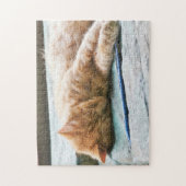 眠る長毛ジンジャー猫 ジグソーパズル (縦)