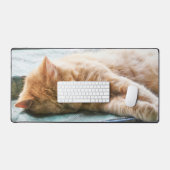 眠る長毛ジンジャー猫 デスクマット (キーボード&マウス)