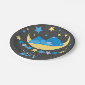 眠る青い男の子テディベア月の赤ちゃんシャワー ペーパープレート (アングル)