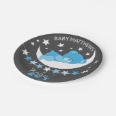 眠る青い男の子テディベア月の赤ちゃんシャワー ペーパープレート (アングル)