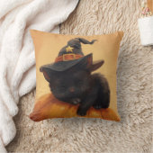 眠る黒猫ハロウィーン枕 クッション (ブランケット)