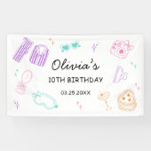 眠る パジャマパーティー 女の子 誕生日 横断幕 (横)