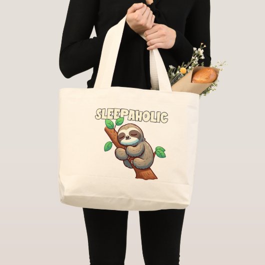 眠る – 睡眠愛好家 – 眠る怠け者 ラージトートバッグ (正面(商品))