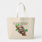 眠る – 睡眠愛好家 – 眠る怠け者 ラージトートバッグ (裏面)