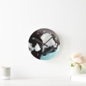 眠るtuxedo cat chinビュー子猫画像 ラウンド壁時計 (ホーム)