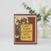 眠れない、ピエロ食べがTシャツを着る ポストカード (スタンド正面)