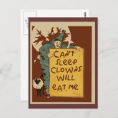 眠れない、ピエロ食べがTシャツを着る ポストカード (正面/裏面)