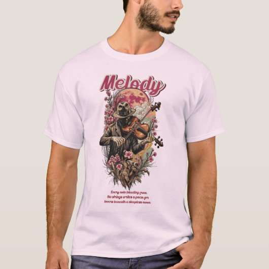 眠れぬ月のヴァイオリン芸術的サーの旋律 Tシャツ (正面)