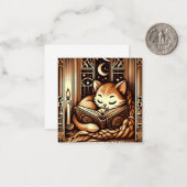 眠れるアールデコスタイル猫 ノートカード (正面/裏面インサイチュ)