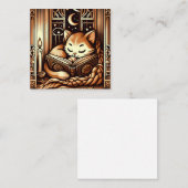 眠れるアールデコスタイル猫 ノートカード (正面/裏面)