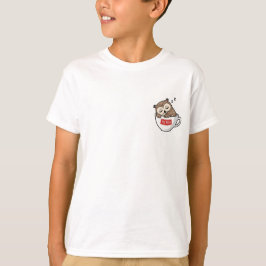 眠れるコーヒー梟 かわいいイラスト キッズ Tシャツ