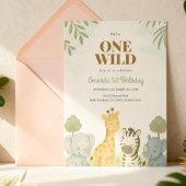 眠れるサファリの赤ちゃん動物たち　誕生日パーティーへの招待状 招待状