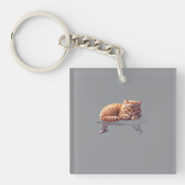 眠れるシャム猫のキーチェーン キーホルダー
