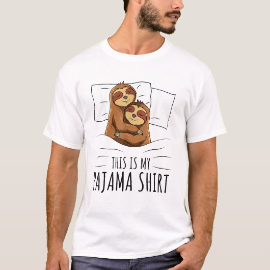 眠れるナマケモノ愛好家パジャマTシャツ Tシャツ (正面)
