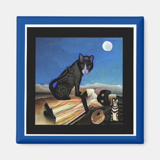 眠れるネコ、ネコ、アートパロディ。 マグネット (正面)