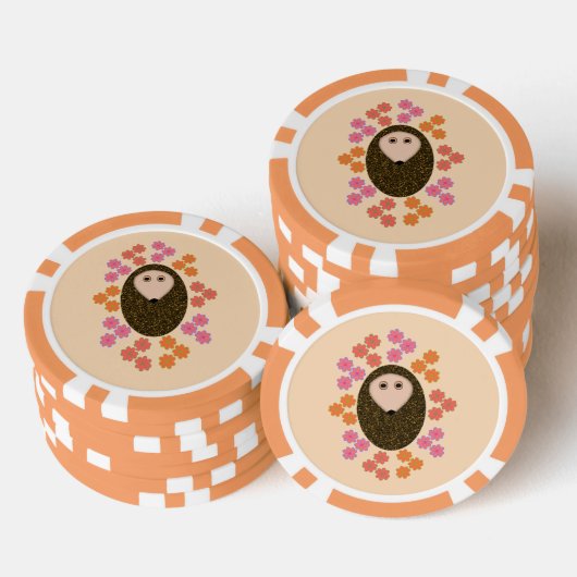 眠れるハリネズミと花 ポーカーチップ (積み重ね)