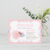 眠れるバレリーナの赤ちゃん女の子のシャワーパーティー 招待状 (スタンド正面)