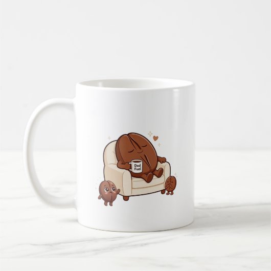 眠れるパパの可愛いコーヒー豆 コーヒーマグカップ (左)