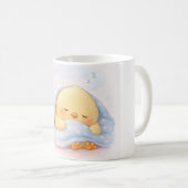 眠れるヒヨコのアルマ - 居心地の良い就寝時間のイラスト コーヒーマグカップ (正面右)