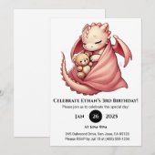 眠れるベビードラゴンとテディの誕生日 招待状 (正面/裏面)