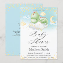 眠れるベビー恐竜のかわいい男の子の赤ちゃんシャワー