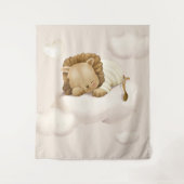 眠れるライオンのバーチャルシャワーバックドロップ タペストリー (正面)