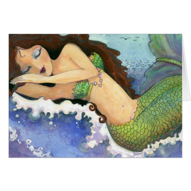眠れる人魚グリーティングカード（127mm×178mm）封筒付き (正面横)